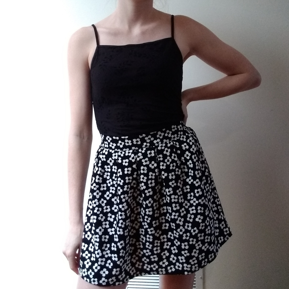Forever 21 Floral Print Skater Skirt